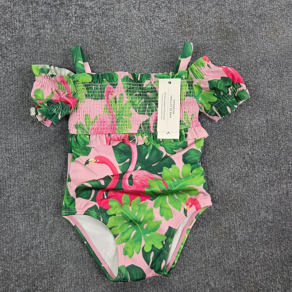 NEW Janie and Jack Tropical Flamingo‎ Bathing Suit Swim Suit Girls 6-12M